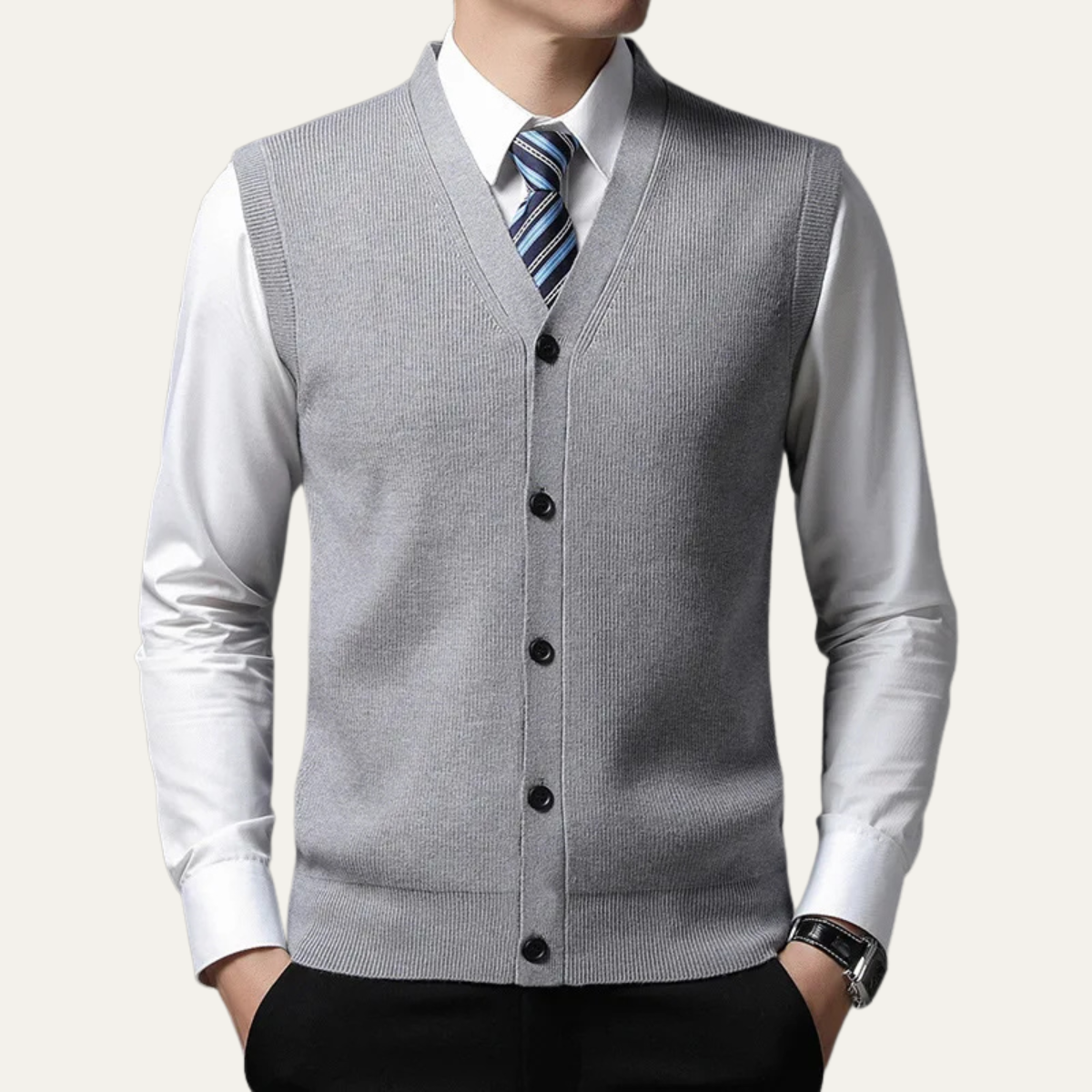 Classic Men's Knit Button Vest Sweater