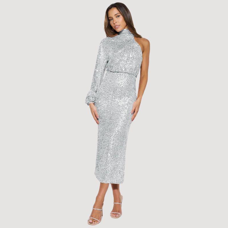 Fashionable Sequin Midi Dress for Women