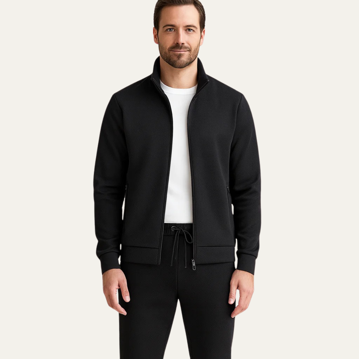 Slim Fit Men's Athletic Tracksuit Set - Zip Jacket & Pants