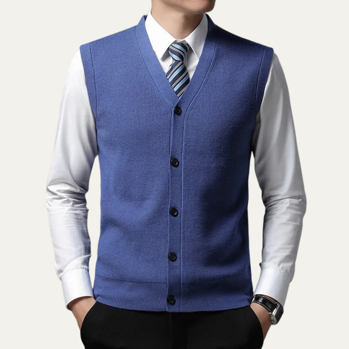 Classic Men's Knit Button Vest Sweater