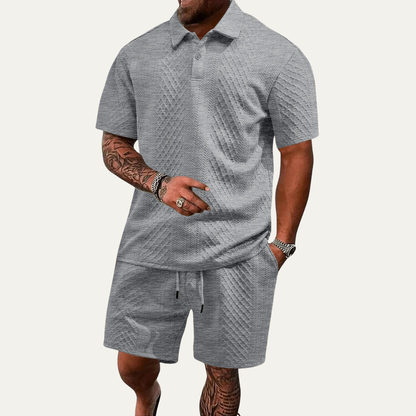 Breathable Mens Summer Polo Shorts Set - Casual Beach Wear