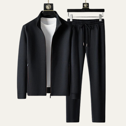 Slim Fit Men's Athletic Tracksuit Set - Zip Jacket & Pants