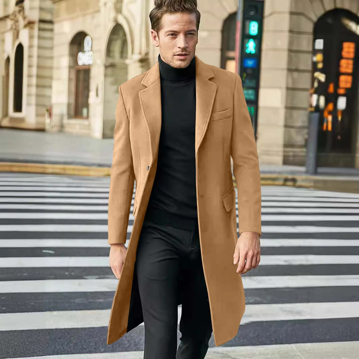 Premium Men's Warm Long Wool Winter Coat