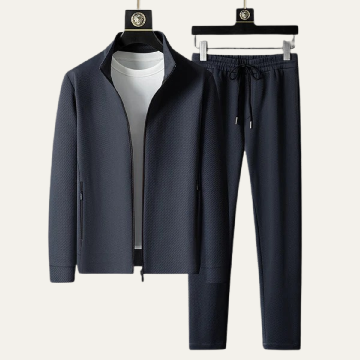 Slim Fit Men's Athletic Tracksuit Set - Zip Jacket & Pants
