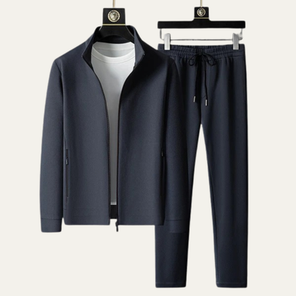 Slim Fit Men's Athletic Tracksuit Set - Zip Jacket & Pants