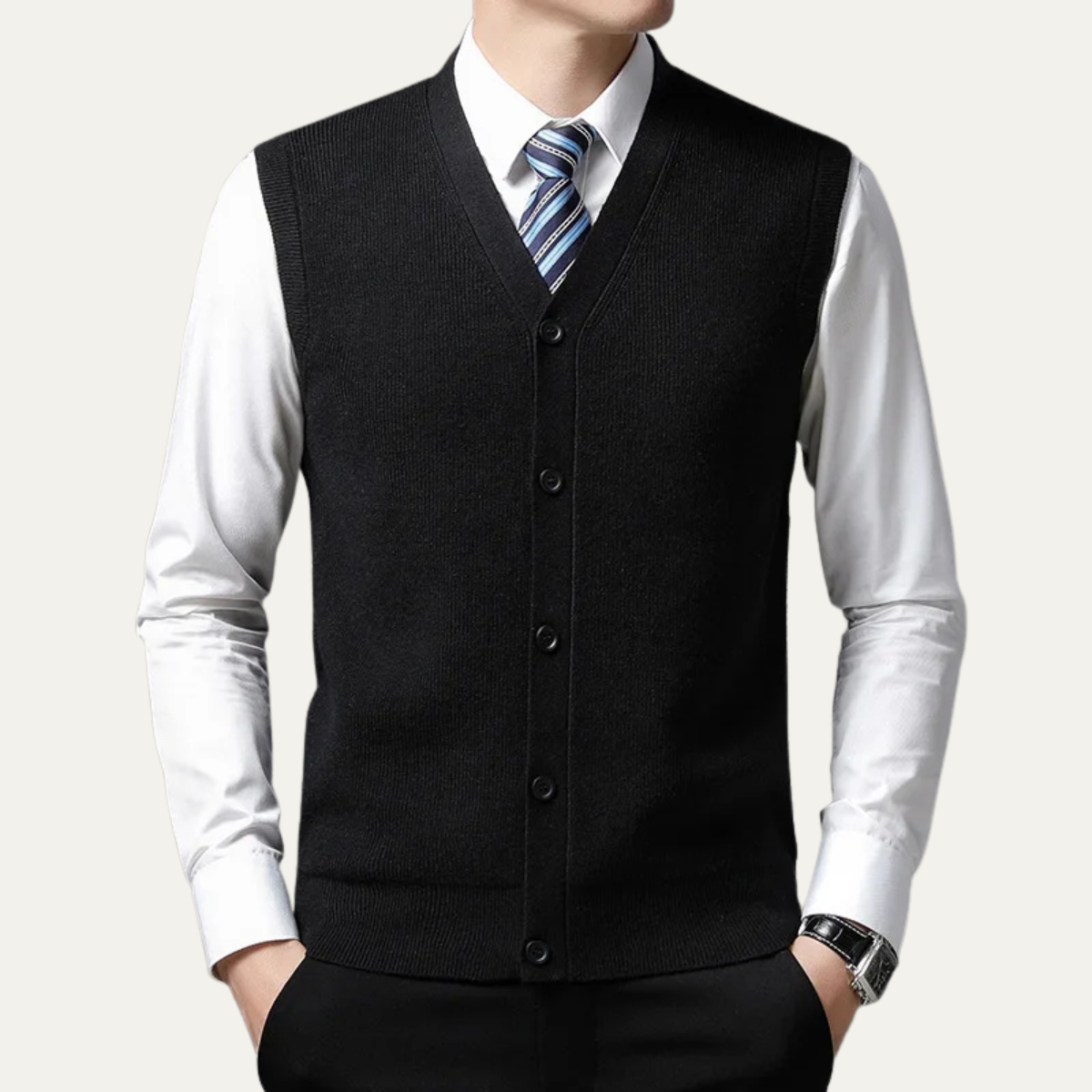 Classic Men's Knit Button Vest Sweater