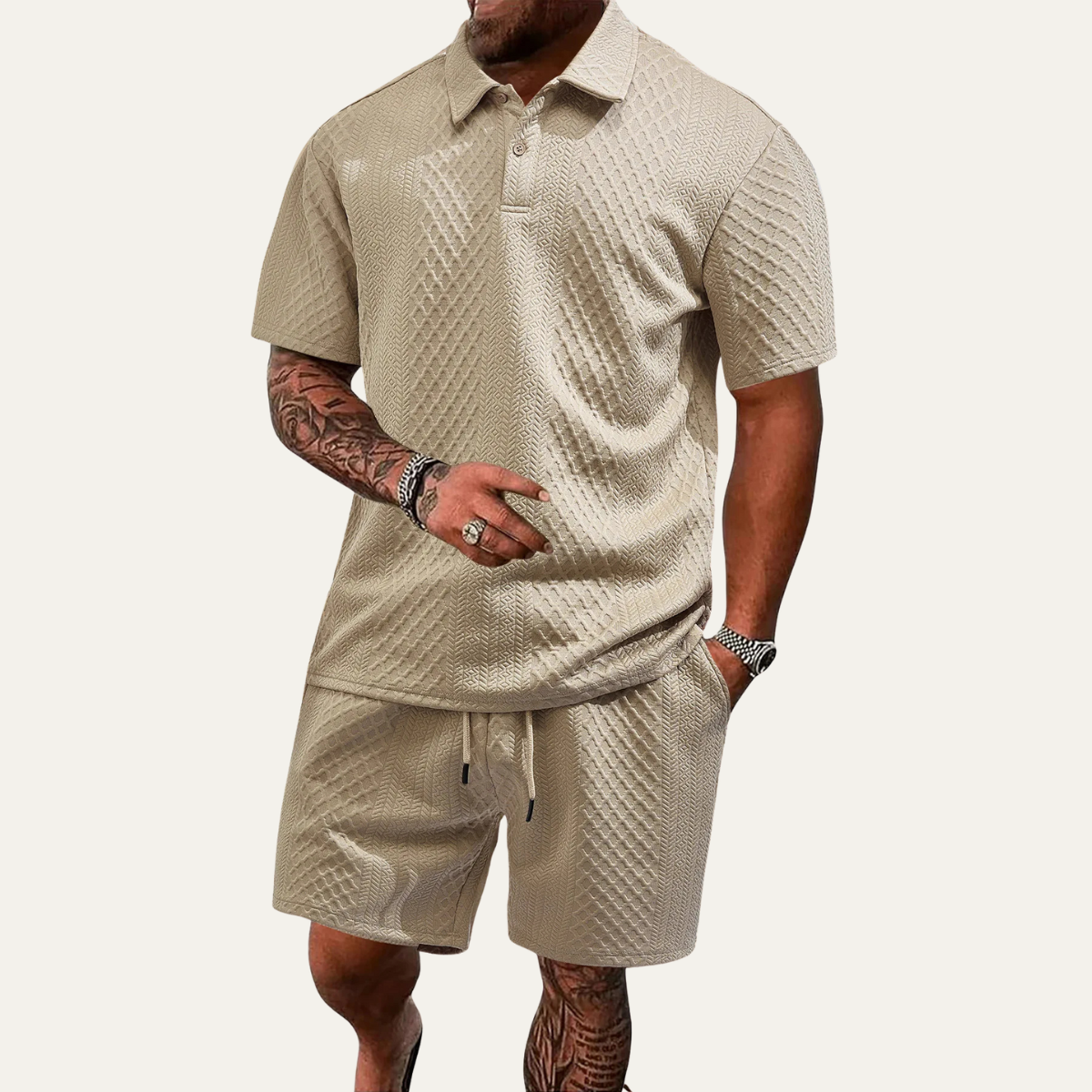 Breathable Mens Summer Polo Shorts Set - Casual Beach Wear