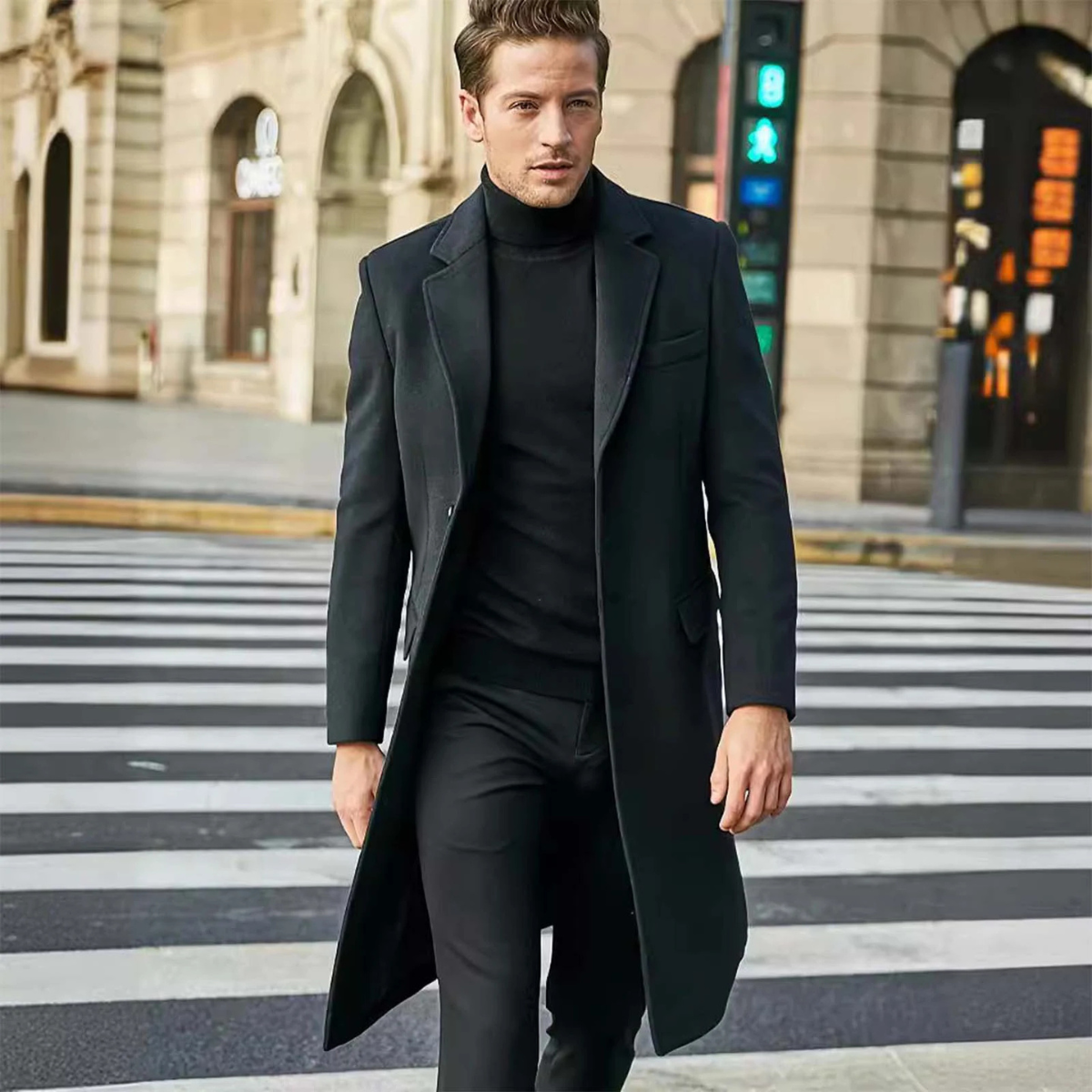 Premium Men's Warm Long Wool Winter Coat