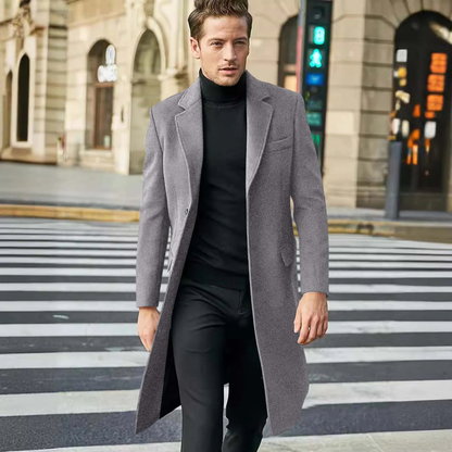 Premium Men's Warm Long Wool Winter Coat