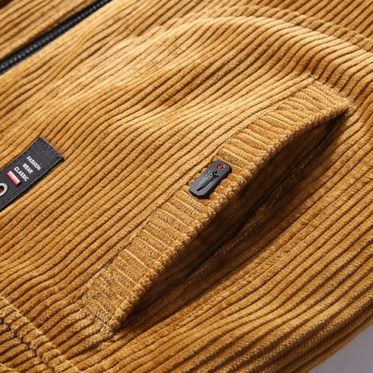 Warm Men's Quilted Fleece Jacket with Fur Trim Coat