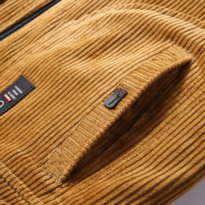 Warm Men's Quilted Fleece Jacket with Fur Trim Coat