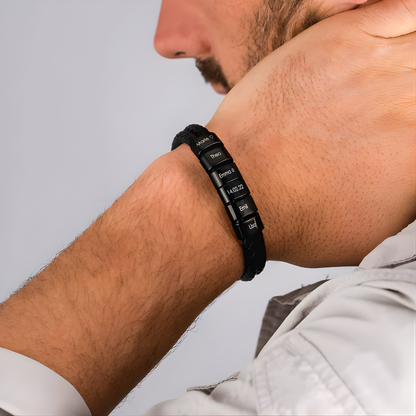 Personalized Leather Men's Beaded Wristband