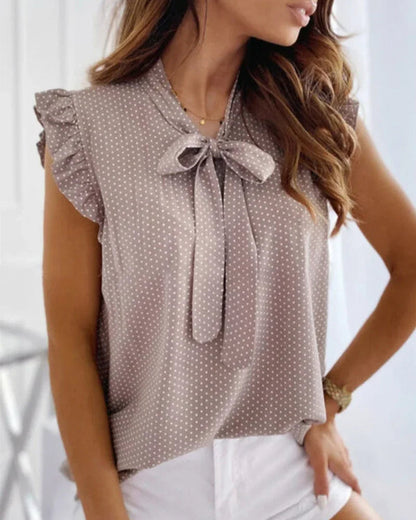 Chic Ruffle Top with Bow Neckline