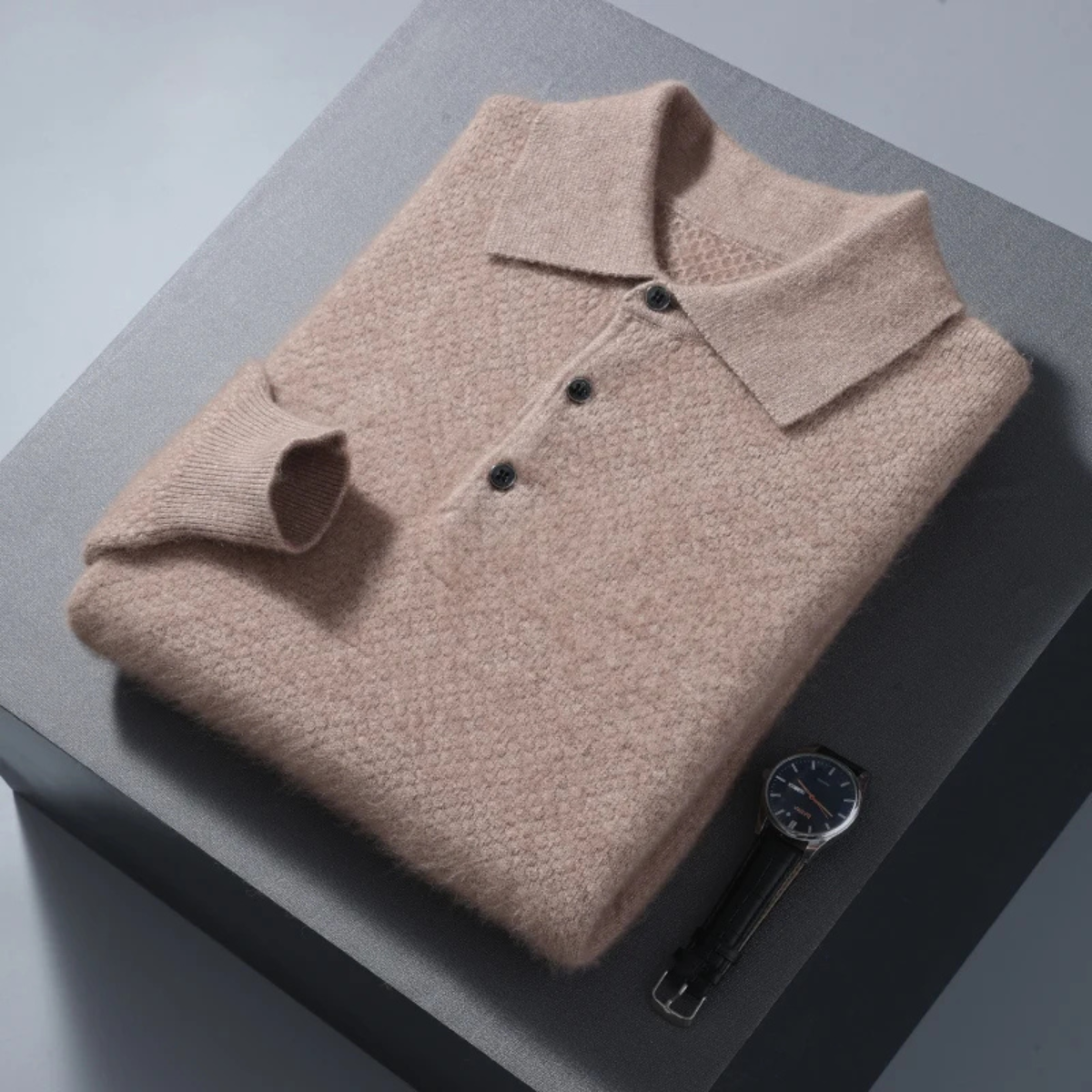Luxury Men's Soft Cashmere Polo Sweater