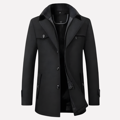 Classic Fit Peaked Lapel Coat - Olytrend