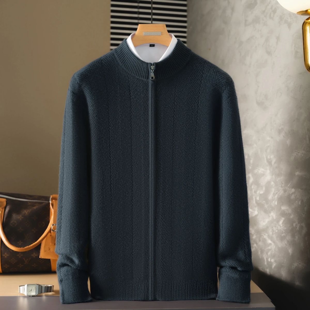 Premium Soft Men's Cashmere Wool Cardigan Sweater