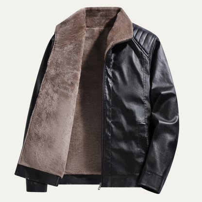 Classic Men's Vintage Faux Leather Biker Coat