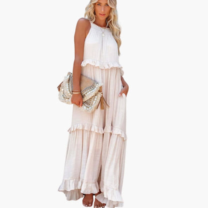 Flowy Long Dress for Women, Lightweight Ruffle Style