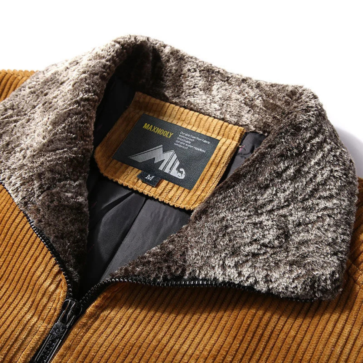 Warm Men's Quilted Fleece Jacket with Fur Trim Coat