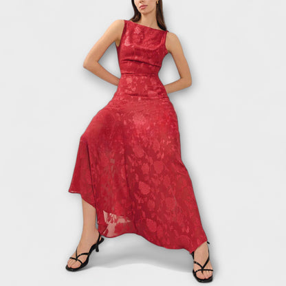 Elegant Open Back Floral Maxi Dress for Women