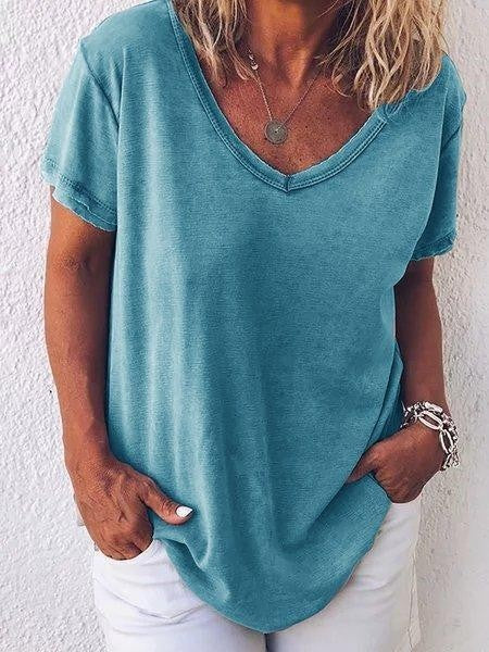 Comfortable V-Neck Short Sleeve Women's Tee