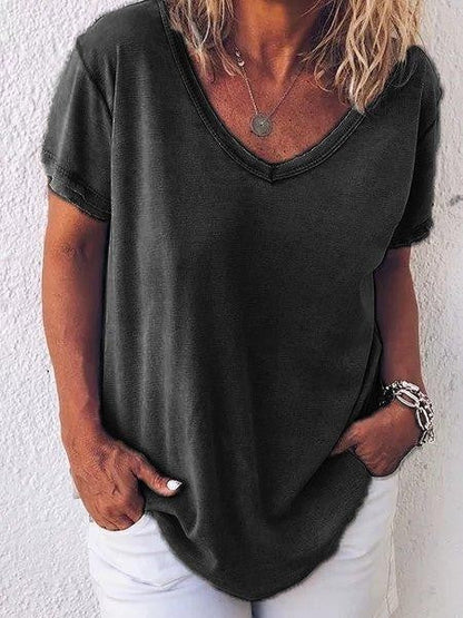 Comfortable V-Neck Short Sleeve Women's Tee