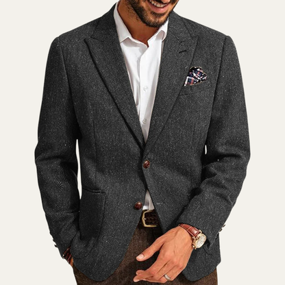 Classic Men's Wool Tweed Business Blazer