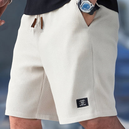 Men's Elastic Waist Shorts with Pockets and Soft Knit Fabric