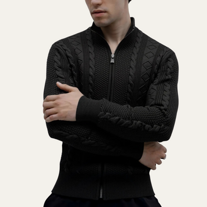 Warm Men's Full Zip Knitted Fleece Jacket