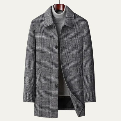 Classic Mens Plaid Winter Overcoat