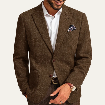 Classic Men's Wool Tweed Business Blazer