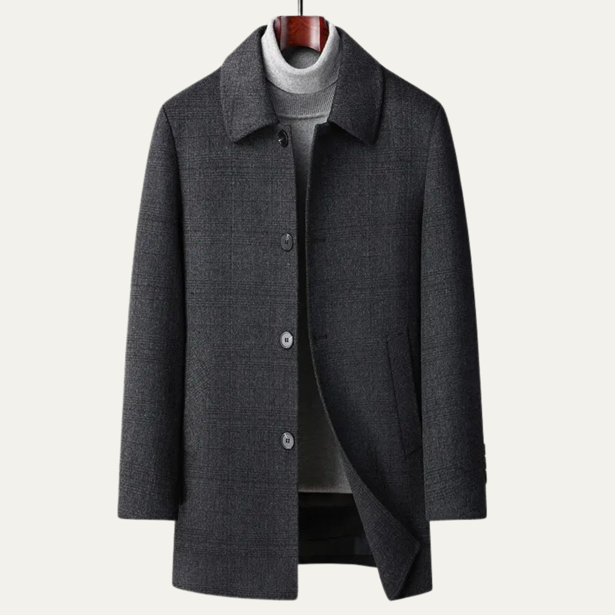 Classic Mens Plaid Winter Overcoat
