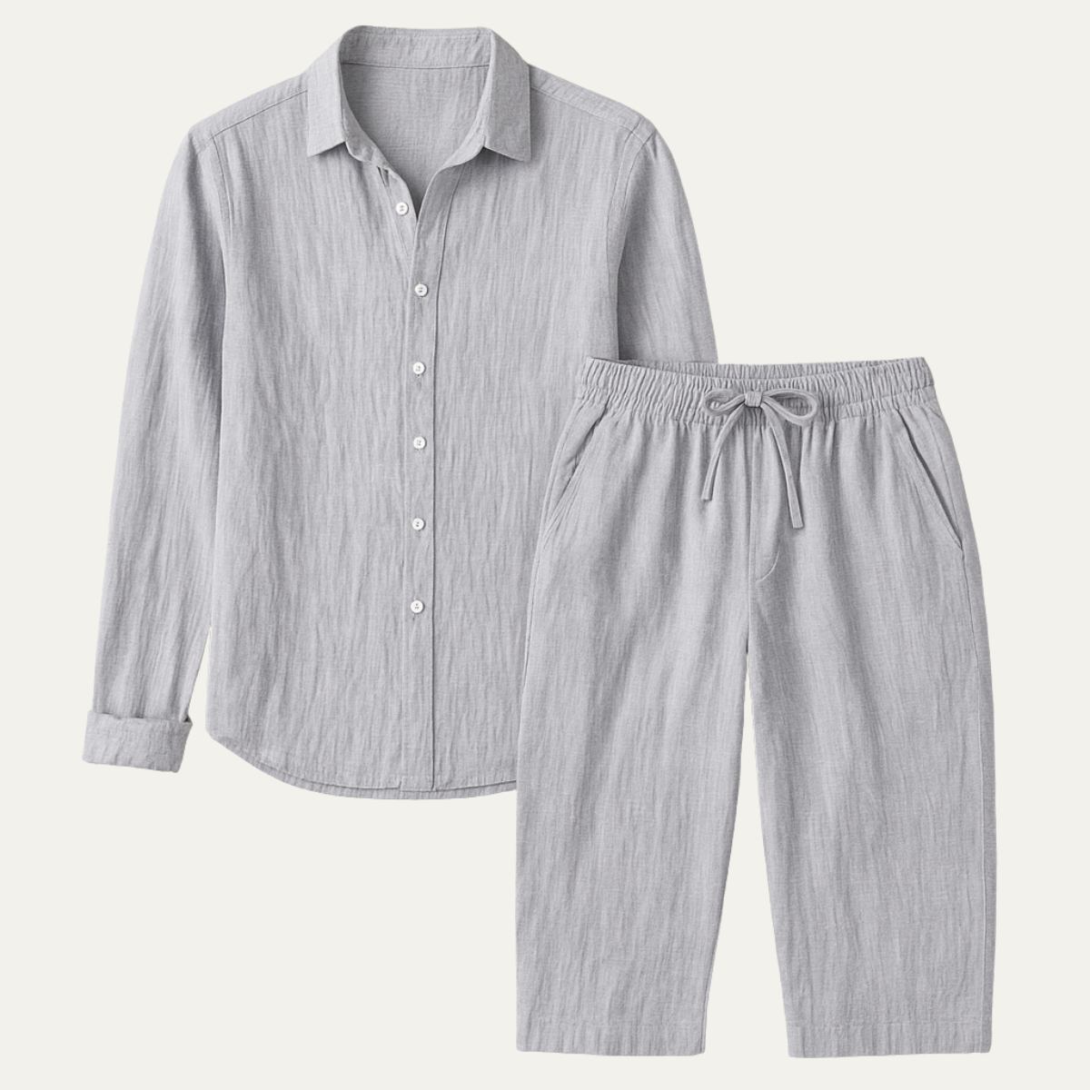 Relaxed Fit Linen Shirt and Pants Set - Summer Beach Wear - Nocini