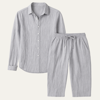Relaxed Fit Linen Shirt and Pants Set - Summer Beach Wear - Nocini