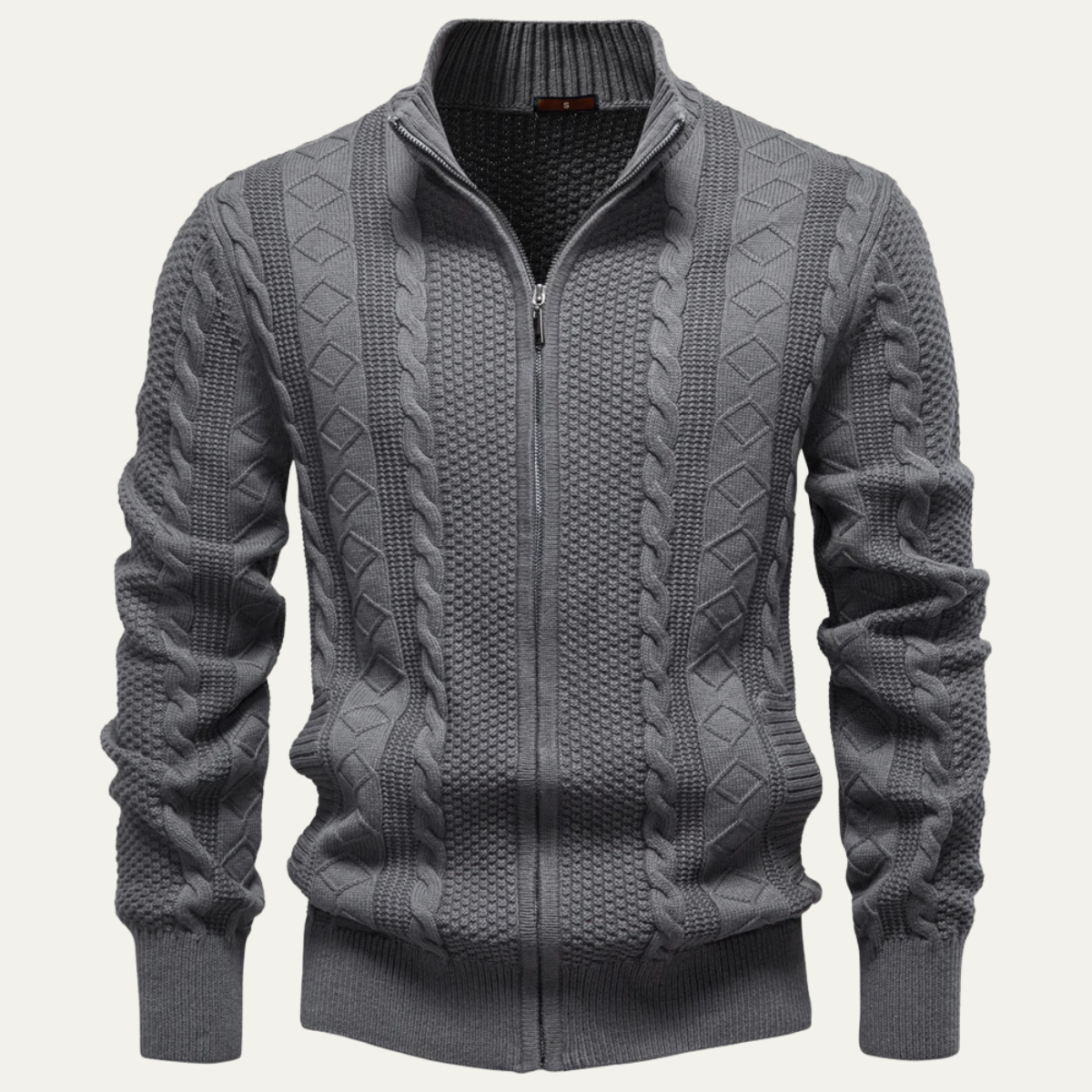 Warm Men's Full Zip Knitted Fleece Jacket