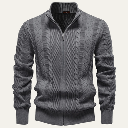 Warm Men's Full Zip Knitted Fleece Jacket