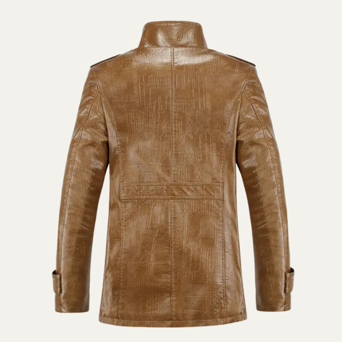 Men's Faux Leather Biker Jacket - Thermal Fleece Lined Winter Coat