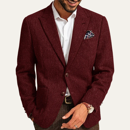 Classic Men's Wool Tweed Business Blazer
