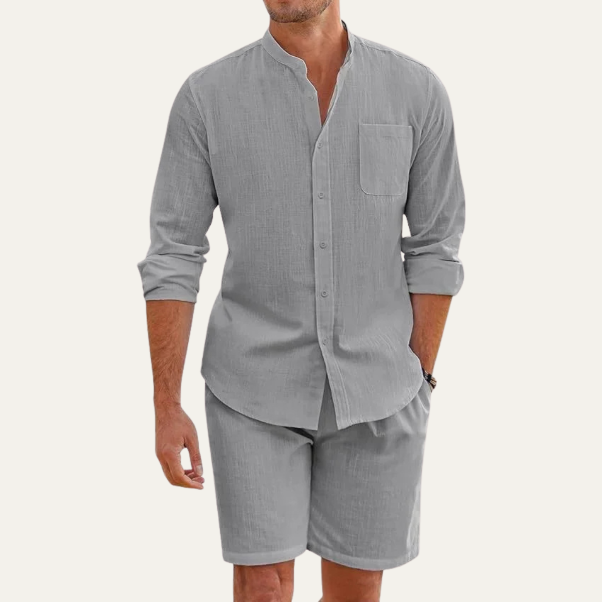 Breathable Mens 2 Piece Cotton Summer Suit