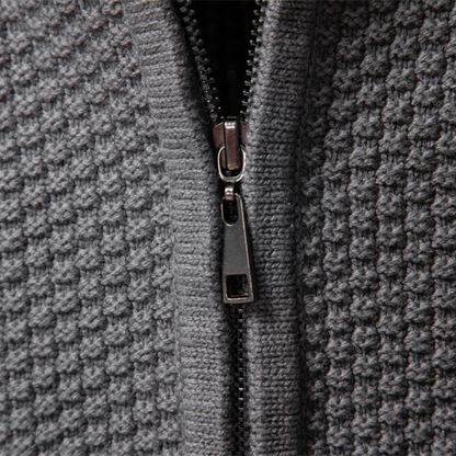 Warm Men's Full Zip Knitted Fleece Jacket