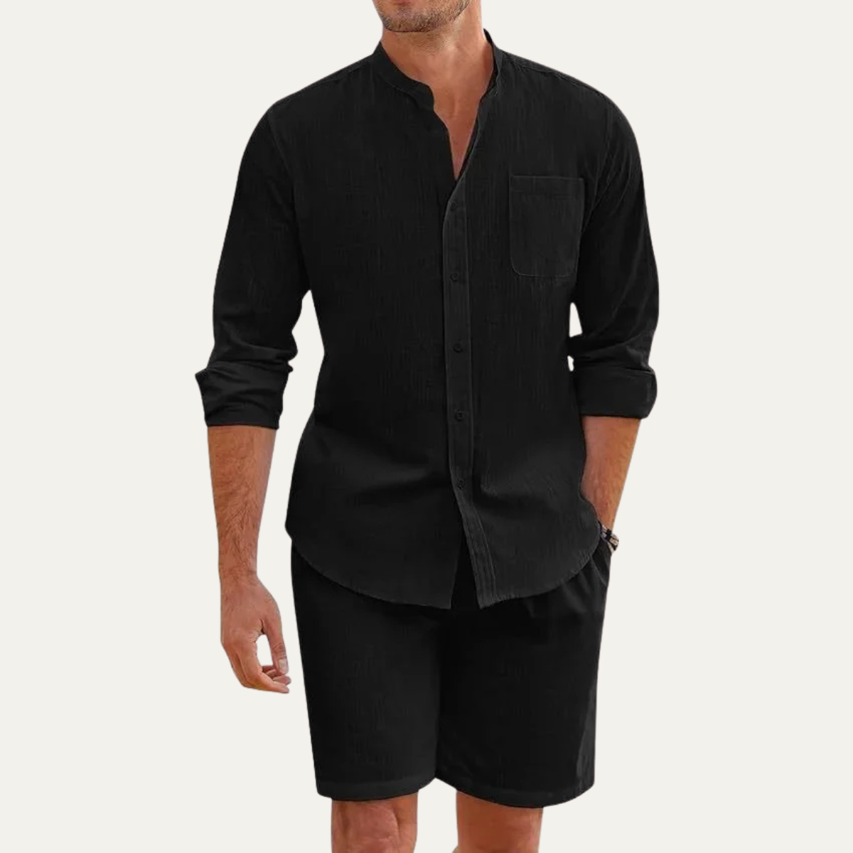 Breathable Mens 2 Piece Cotton Summer Suit