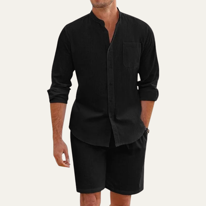 Breathable Mens 2 Piece Cotton Summer Suit