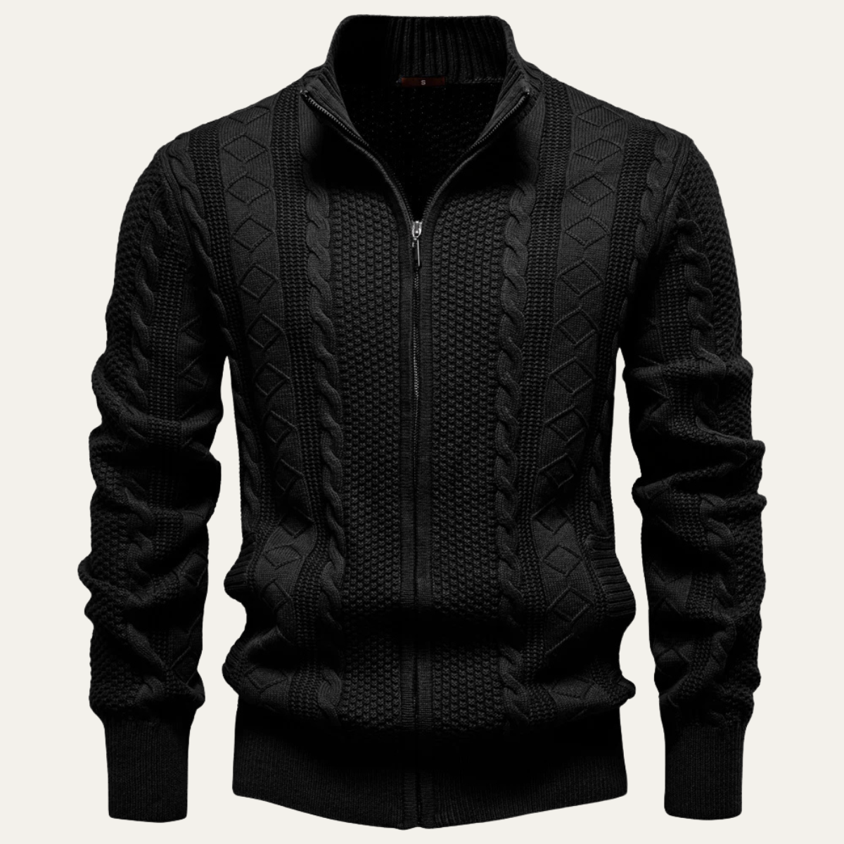 Warm Men's Full Zip Knitted Fleece Jacket - Nocini