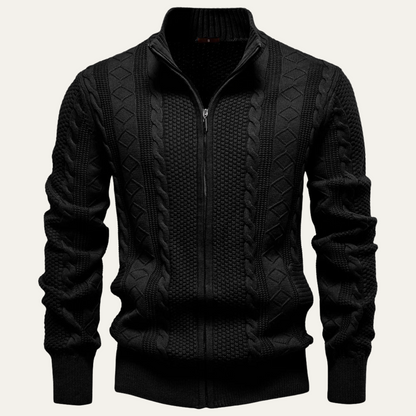 Warm Men's Full Zip Knitted Fleece Jacket - Nocini