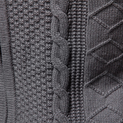 Warm Men's Full Zip Knitted Fleece Jacket