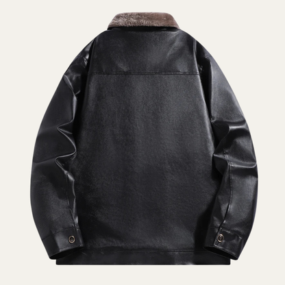 Classic Men's Vintage Faux Leather Biker Coat