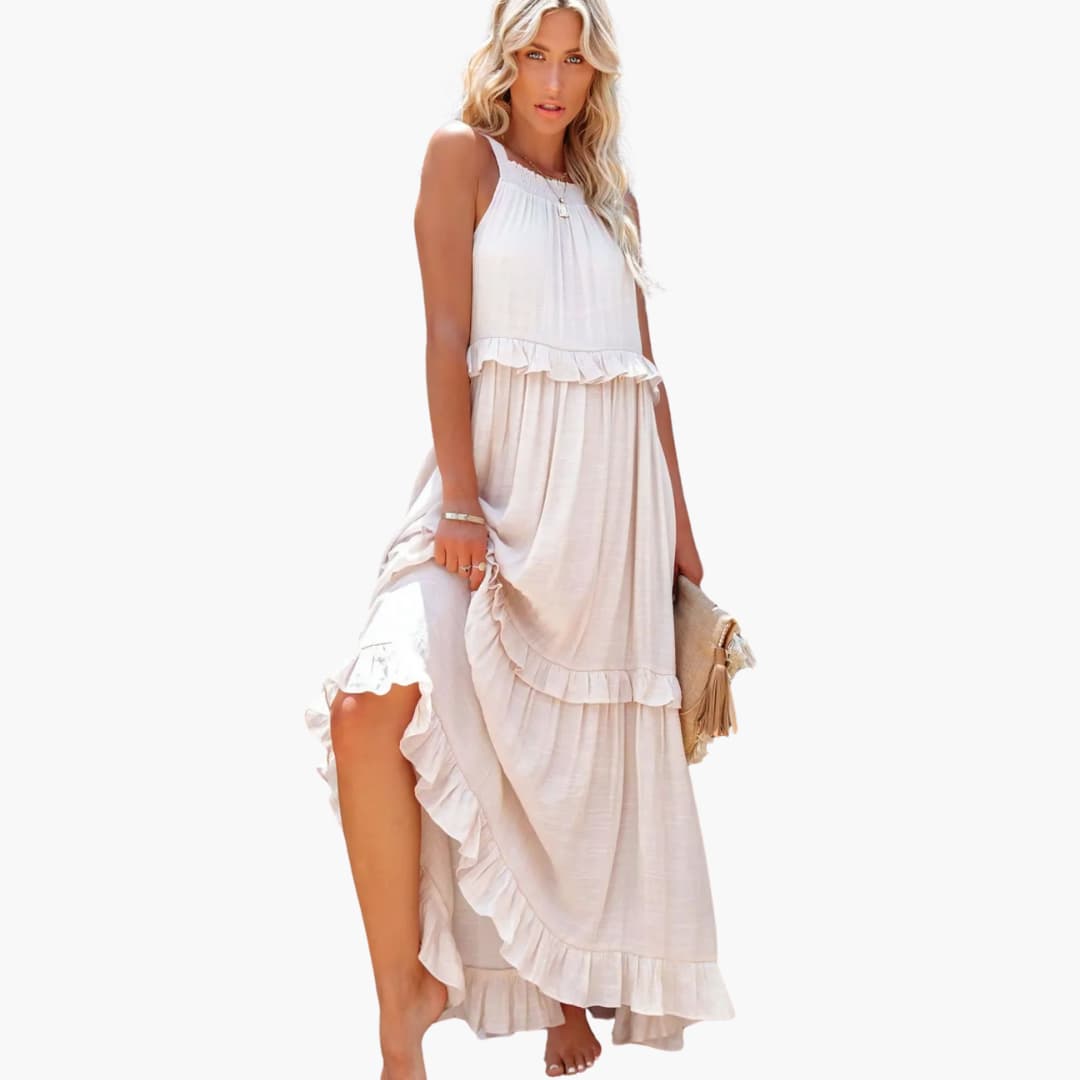 Flowy Long Dress for Women, Lightweight Ruffle Style