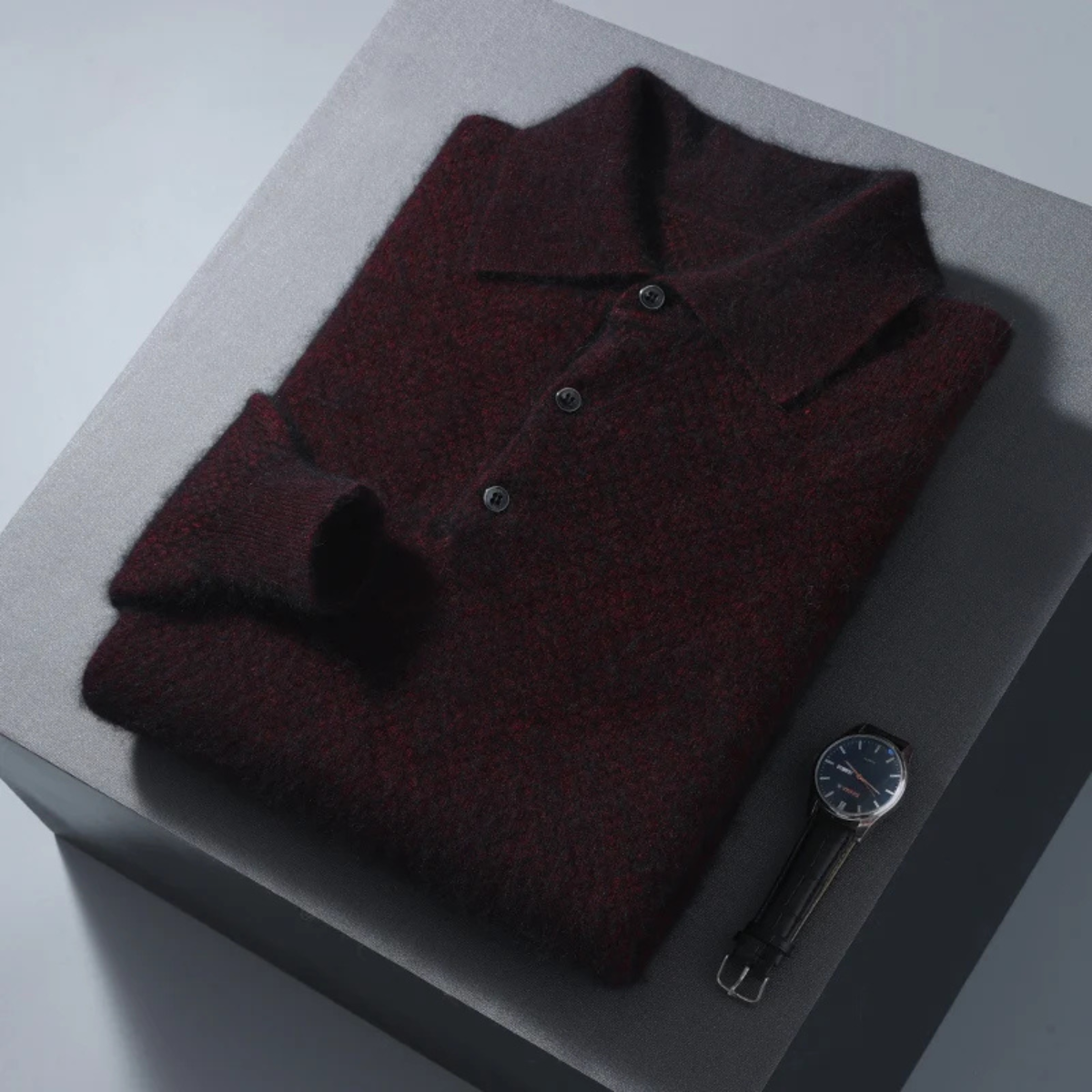 Luxury Men's Soft Cashmere Polo Sweater