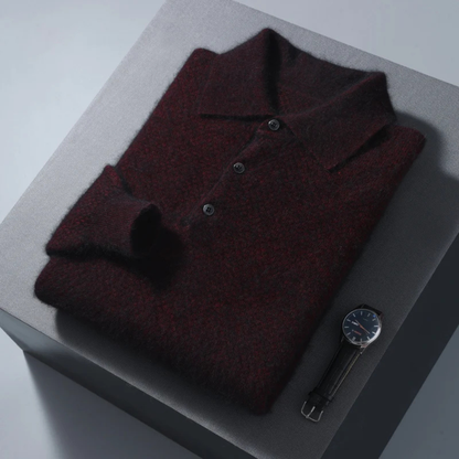 Luxury Men's Soft Cashmere Polo Sweater