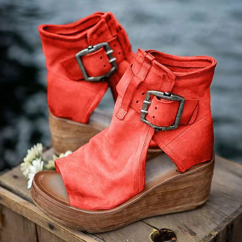 Summer Wedge Sandals with Buckle Strap